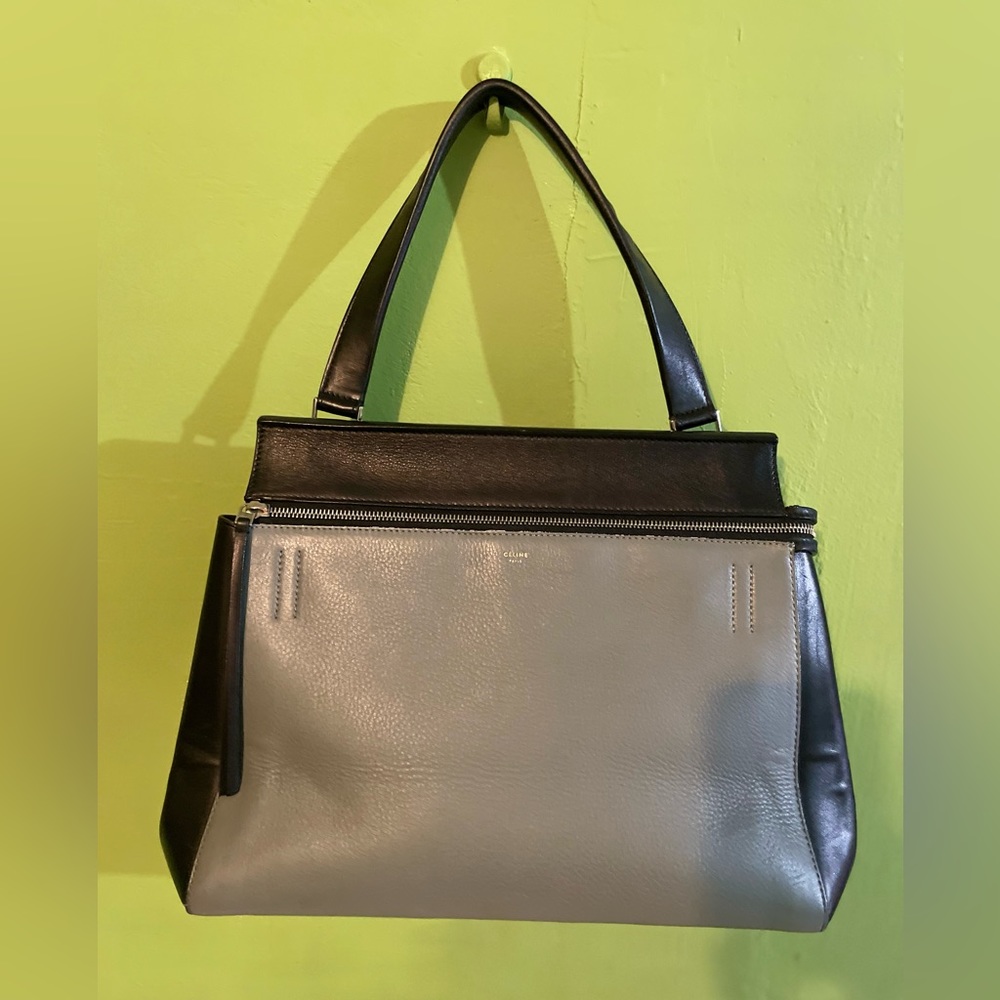 Celine Edge Gray / Black Bicolor Shoulder Bag Designed by Phoebe Philo🩶🖤